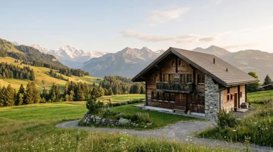 Maison suisse rénovée avec isolation thermique optimale illustrant la réduction des déperditions énergétiques