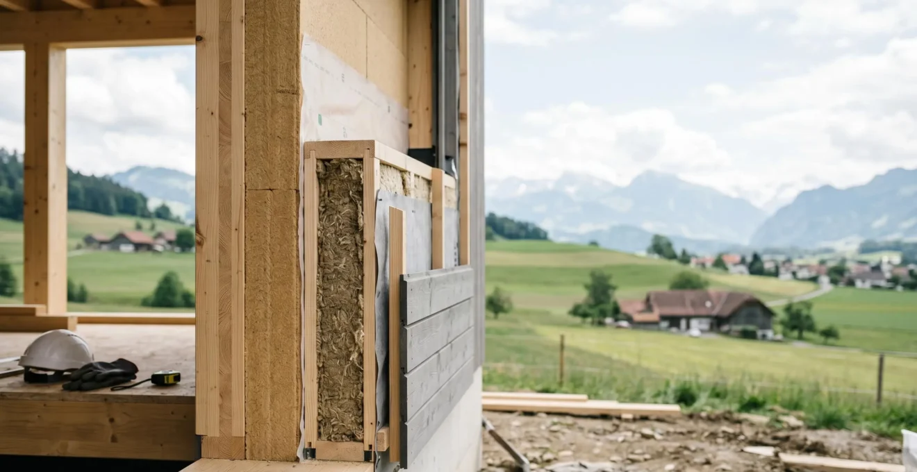 Construction moderne en Suisse avec matériaux durables et certification énergétique