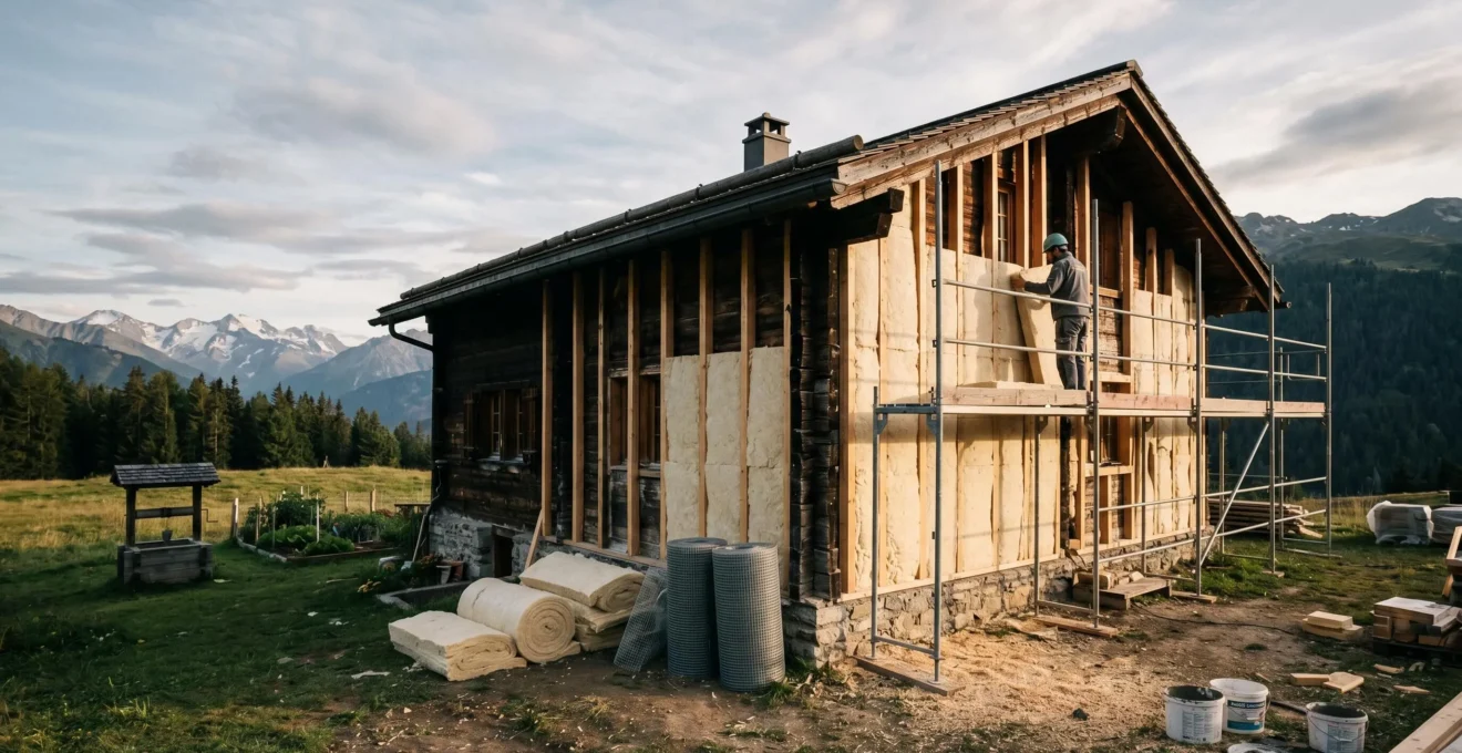 Rénovation énergétique d'une maison suisse avec isolation thermique performante et triple vitrage