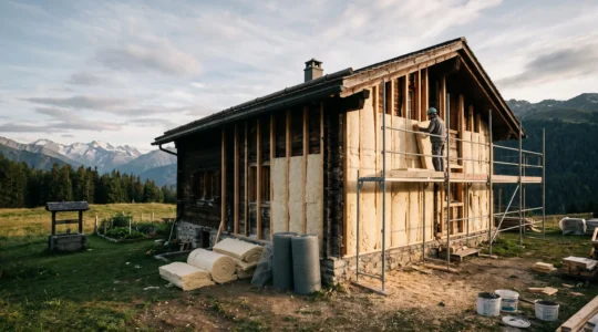 Rénovation énergétique d'une maison suisse avec isolation thermique performante et triple vitrage